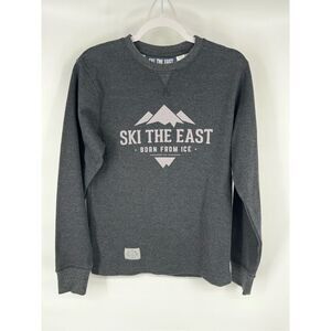 Ski The East Waffle Knit Long Sleeve Logo Shirt Charcoal Gray Men's Size Small